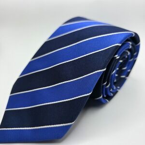 Charles Tyrwhitt Tie 100% Silk Navy Blue Striped‎ Classic Oxford London Diagonal